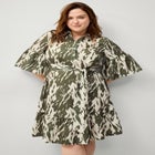 Button Bodice Flounce Tie Waist Dress image number null