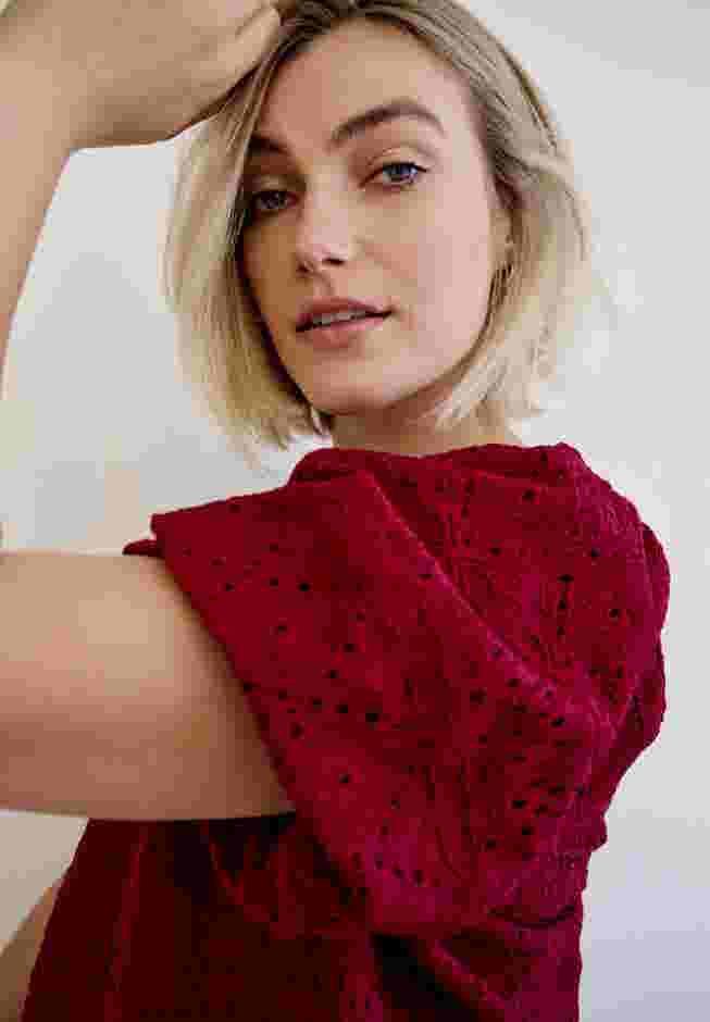 Short Puff Sleeve Lace Tee image number 6