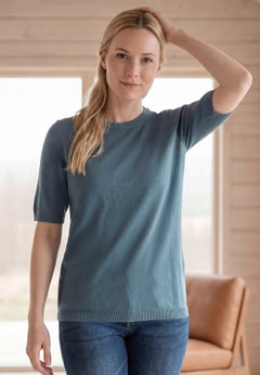 Short Sleeve Fine Knit Pullover