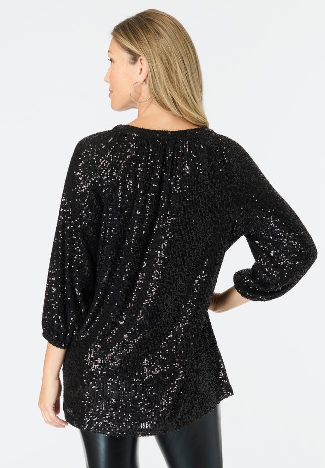 Sequin Keyhole Blouse image number 2