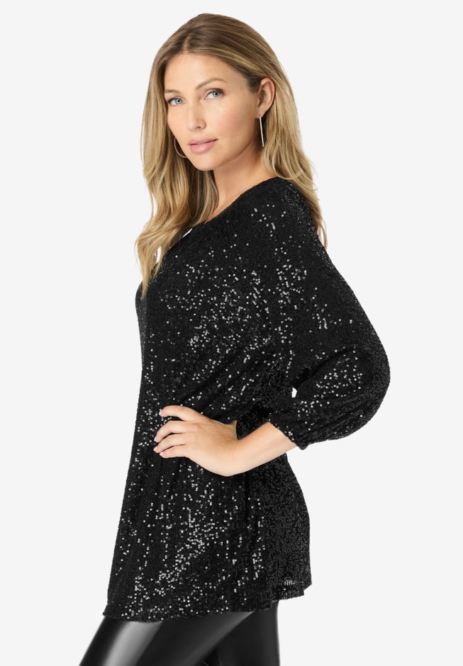 Sequin Keyhole Blouse image number 3