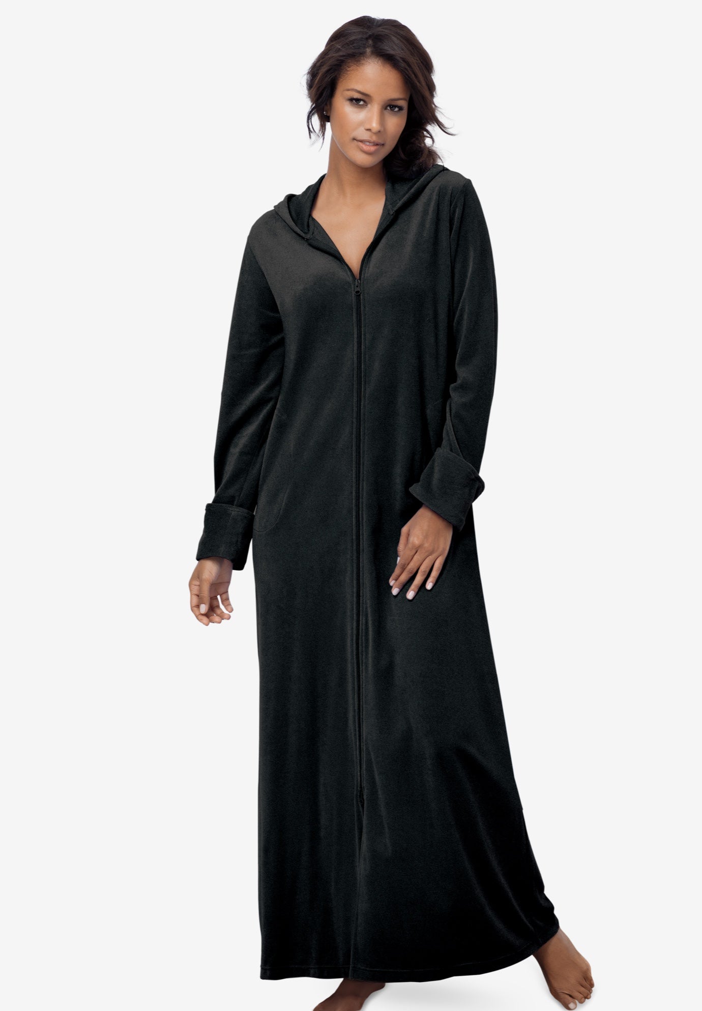 Dreams & Co&reg; Hooded Velour Robe image number 0
