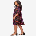 Plus Size 3/4 Sleeve Boatneck Swing Dress image number null