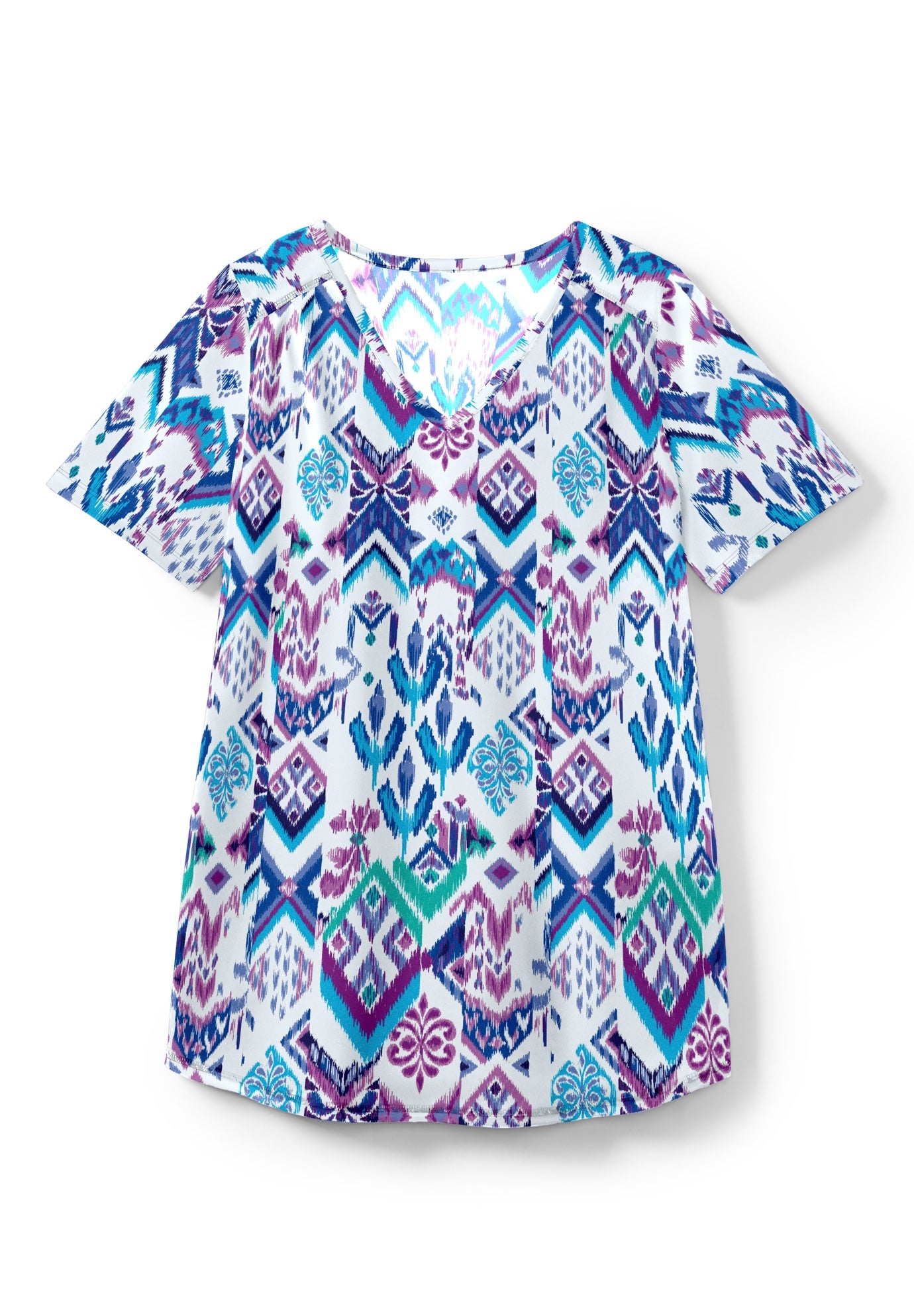 Short-Sleeve V-Neck Shirred Tee image number 11