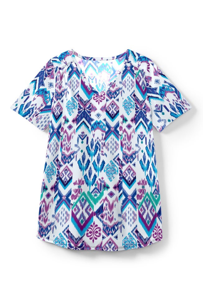 Short-Sleeve V-Neck Shirred Tee image number 11