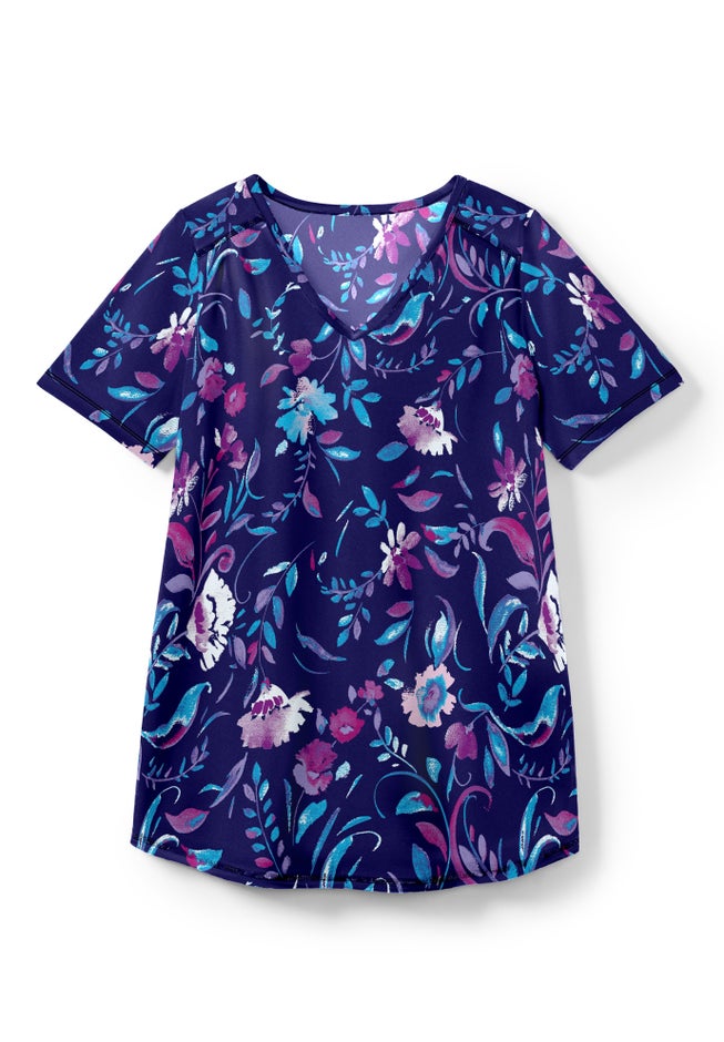 Short-Sleeve V-Neck Shirred Tee image number 13