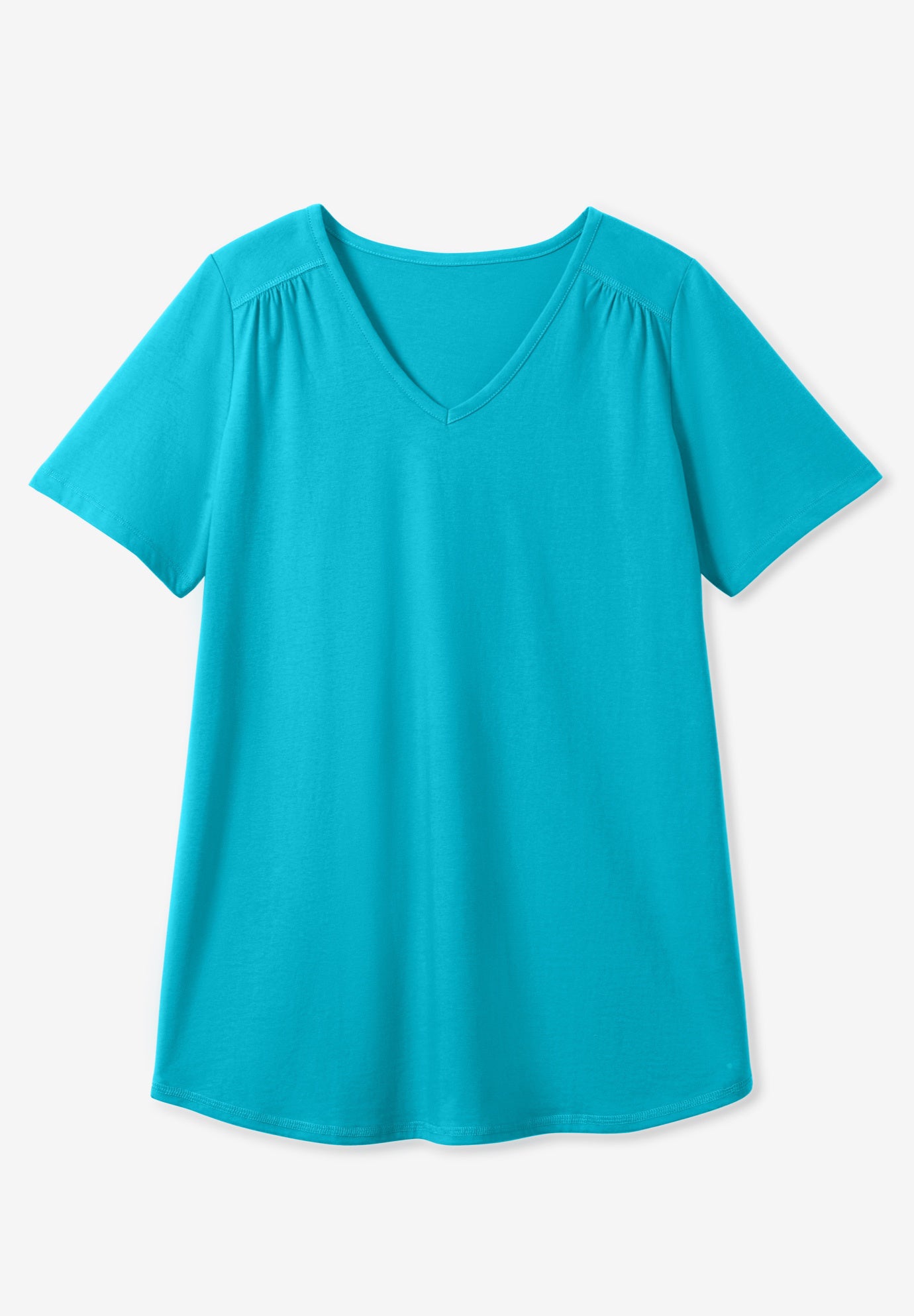 Short-Sleeve V-Neck Shirred Tee image number 12