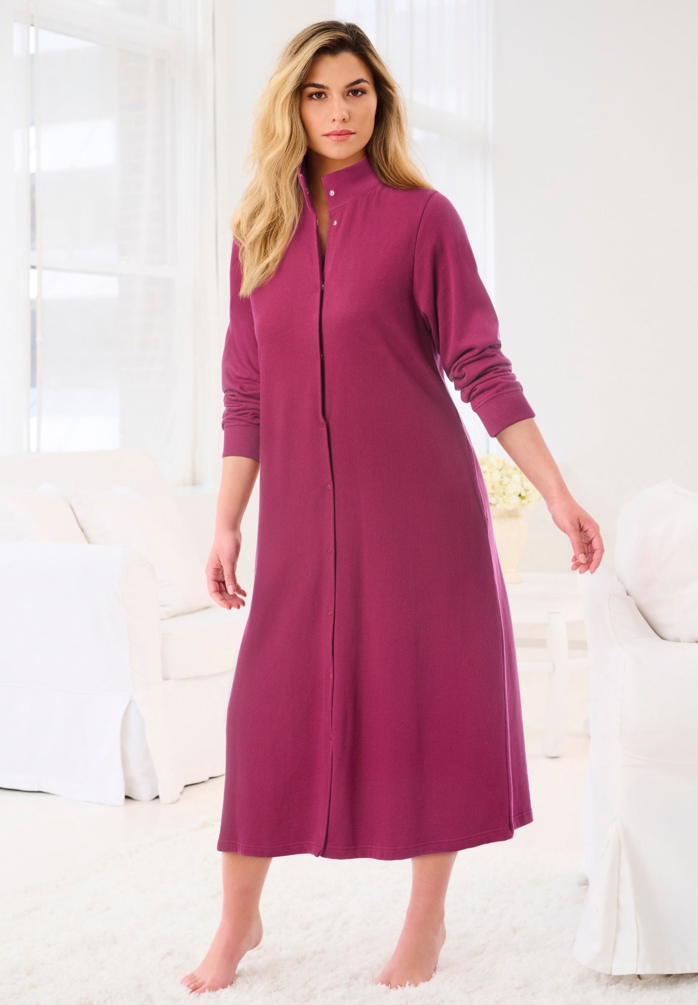 Only Necessities&reg; Fleece Snap-Front Robe image number 3