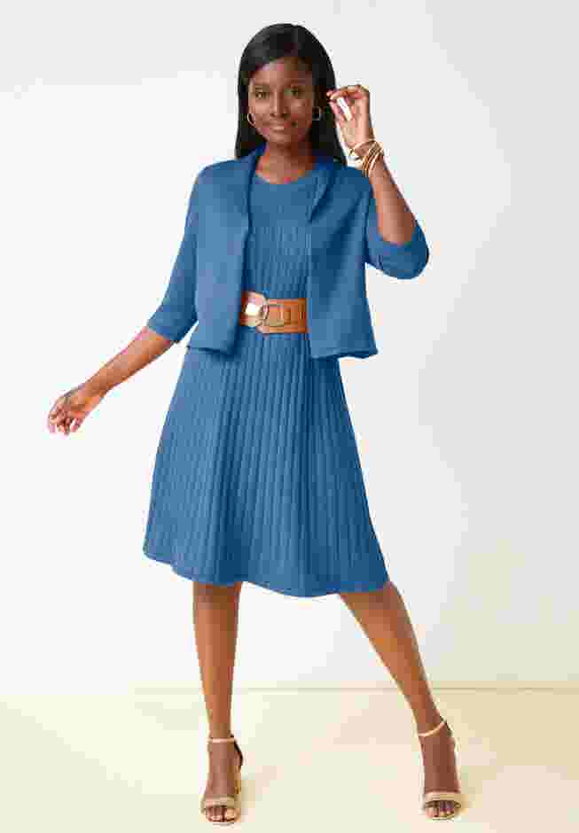 2-Piece Sweater Jacket Dress image number 0