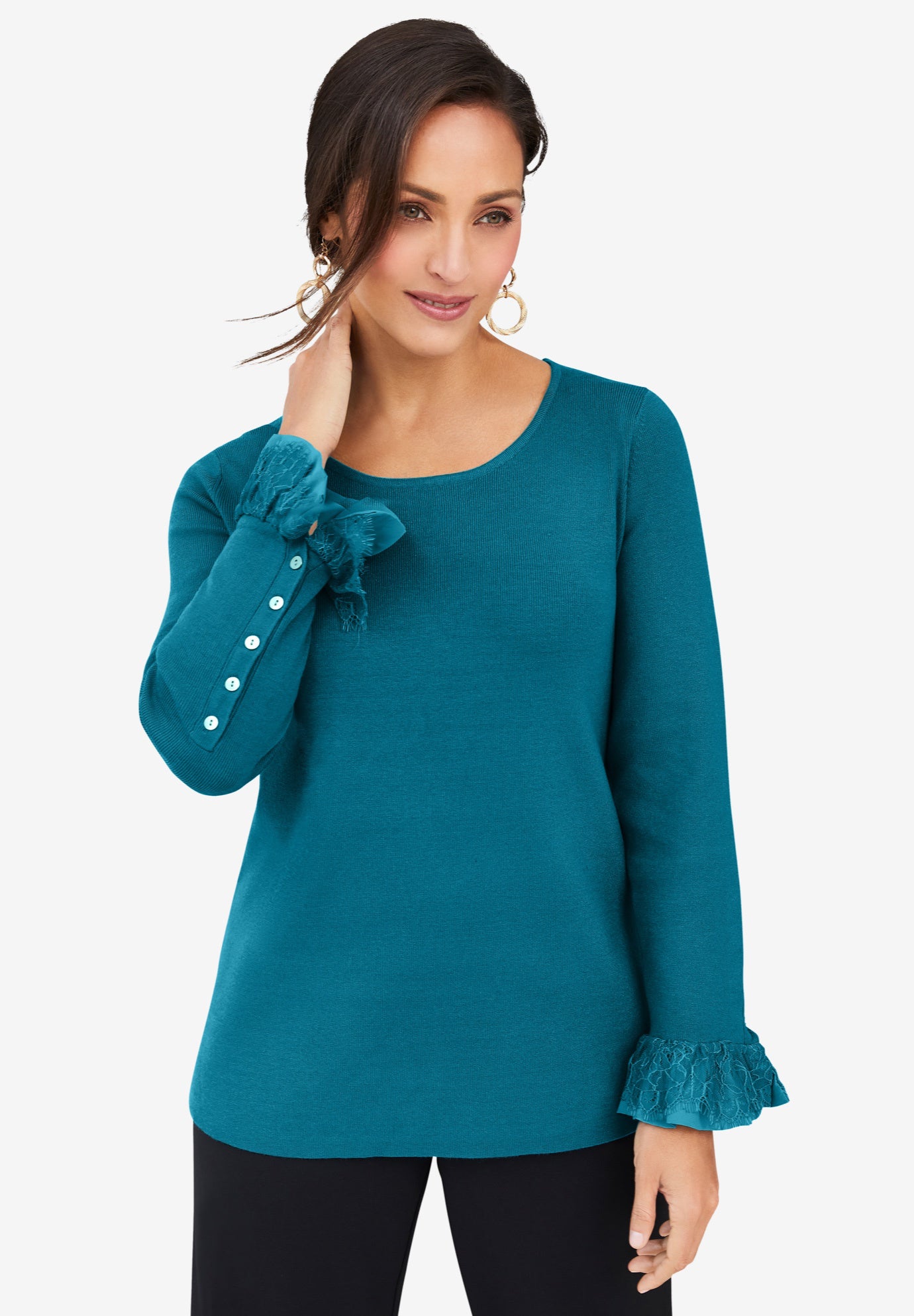 Lace Cuff Pullover image number 0