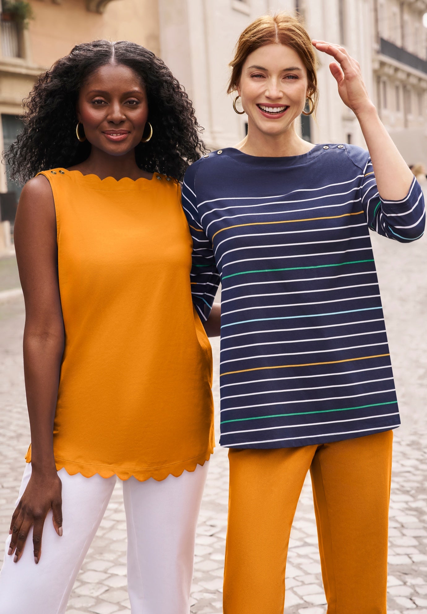 Sleeveless Scallop Boatneck Tee image number 1