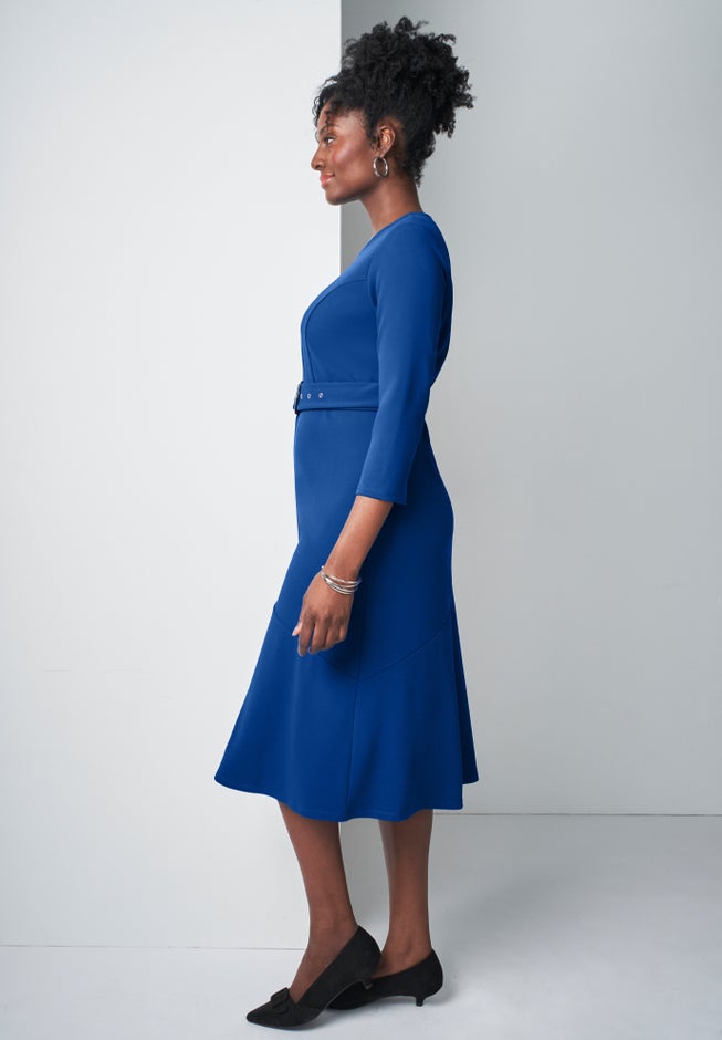 Knit Crepe Belt Dress image number null