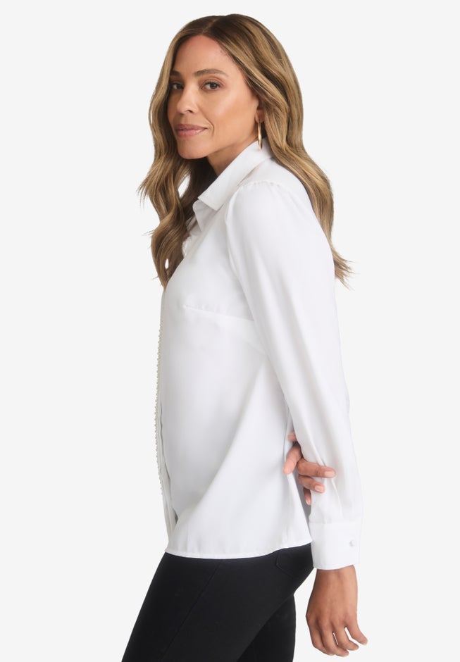 Georgette Pearl Trim Blouse image number null