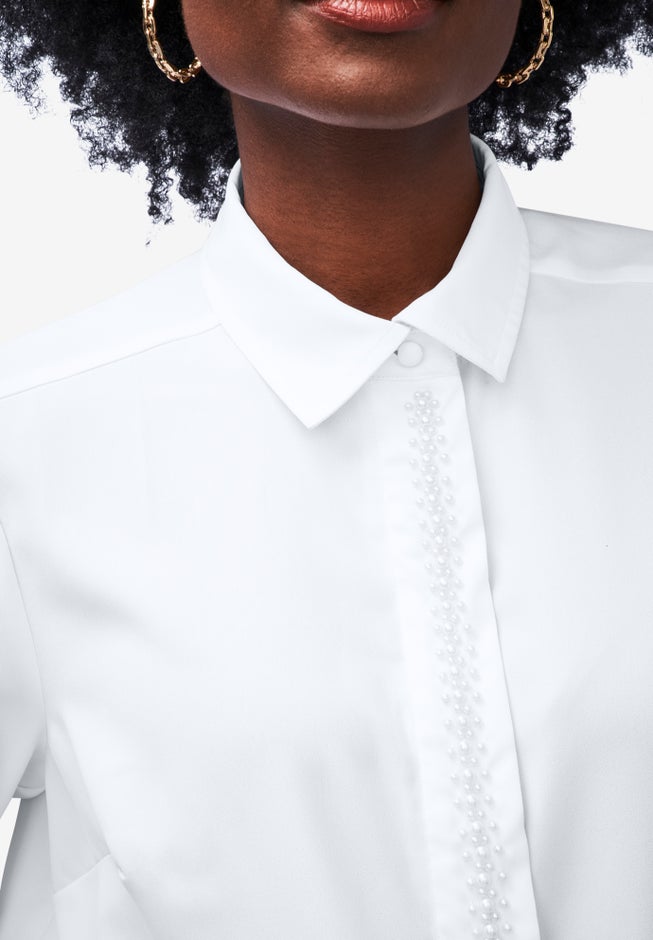 Georgette Pearl Trim Blouse image number null