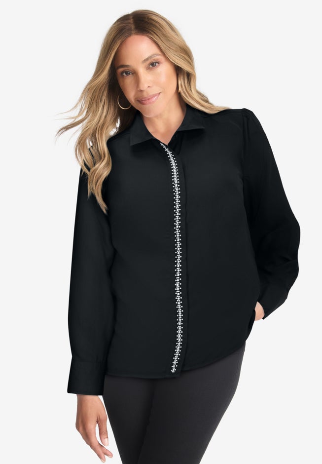 Georgette Pearl Trim Blouse image number null