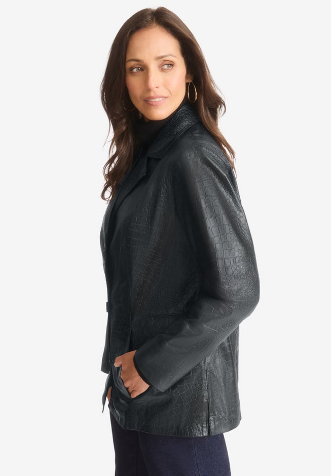 Croc Leather Blazer image number null