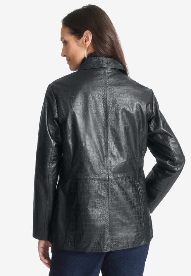 Croc Leather Blazer image number null