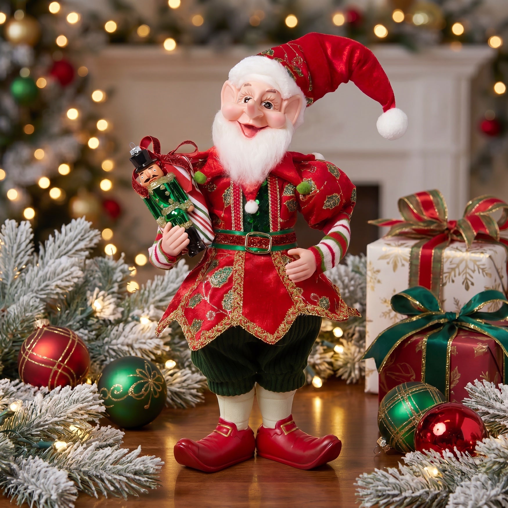 16"H Elf With Ornament Garland image number 0