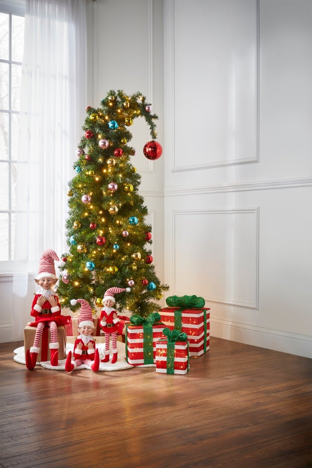 5’H Pre-lit Pre-Decorated Elf Hat Tree image number null
