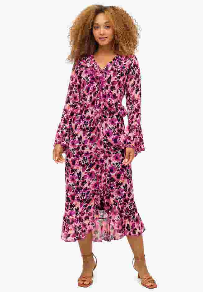 Sheer Ruffle Trim Empire Midi Dress image number 0