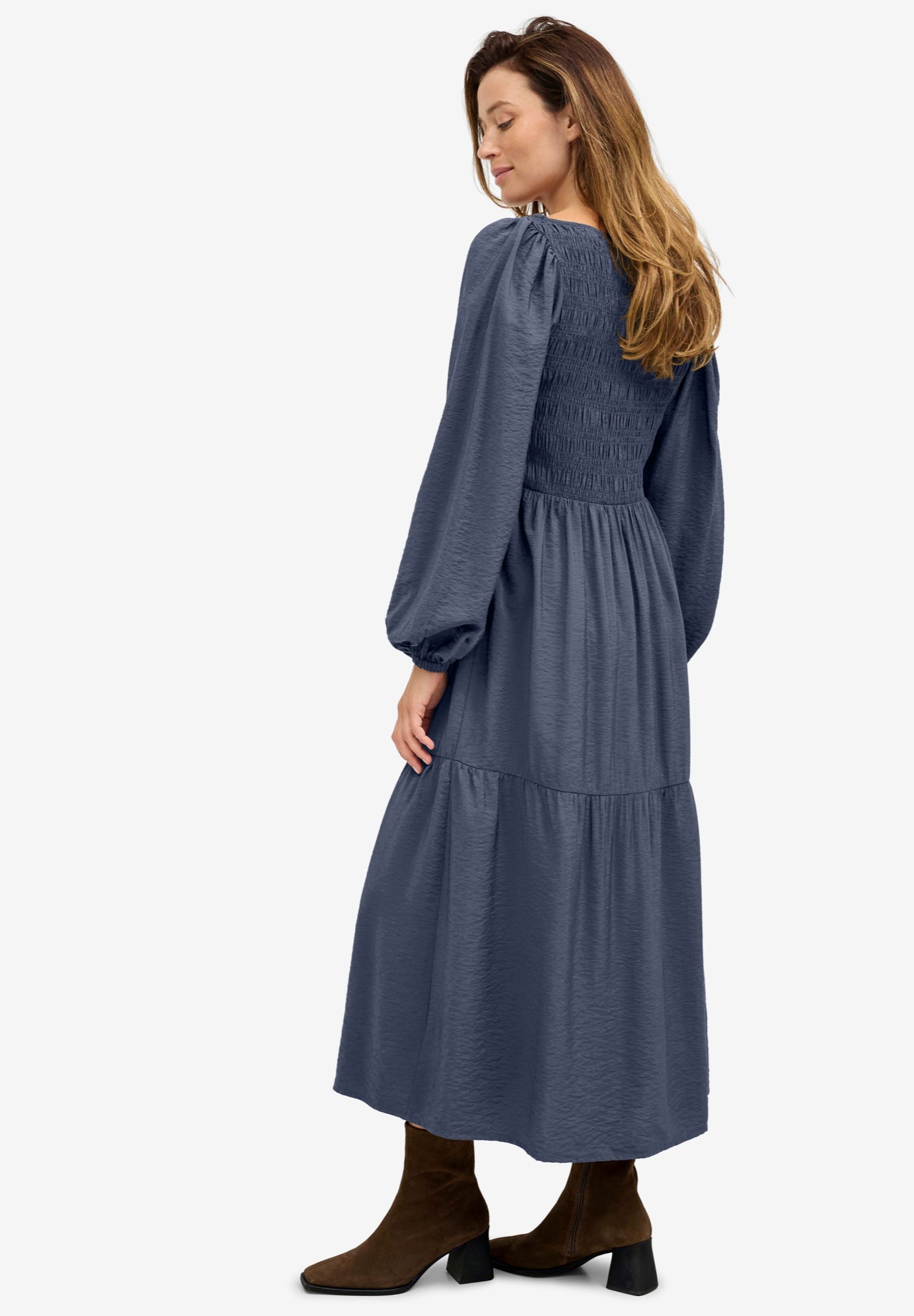 Smocked Bodice Tiered Midi Dress image number 1