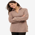 ¼ Zip Sweater Tunic With Side Slits image number null