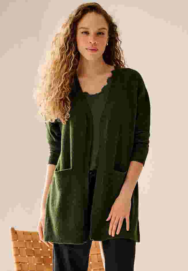 Long Open Cardigan With Pockets image number 0