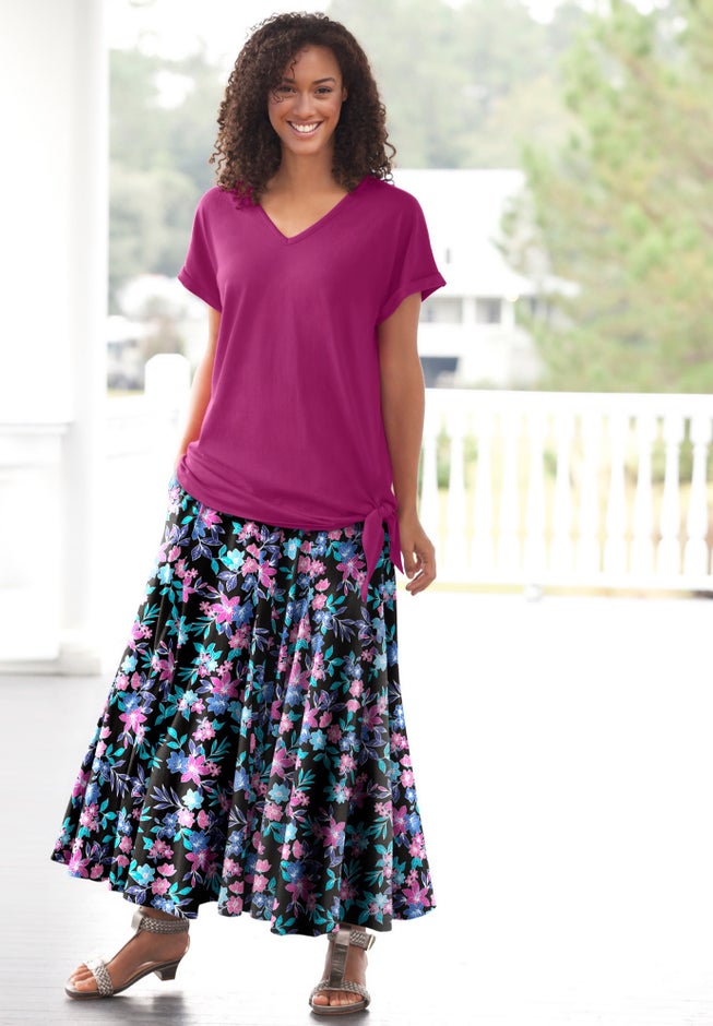 Wide Elastic Waist Skirt image number 4