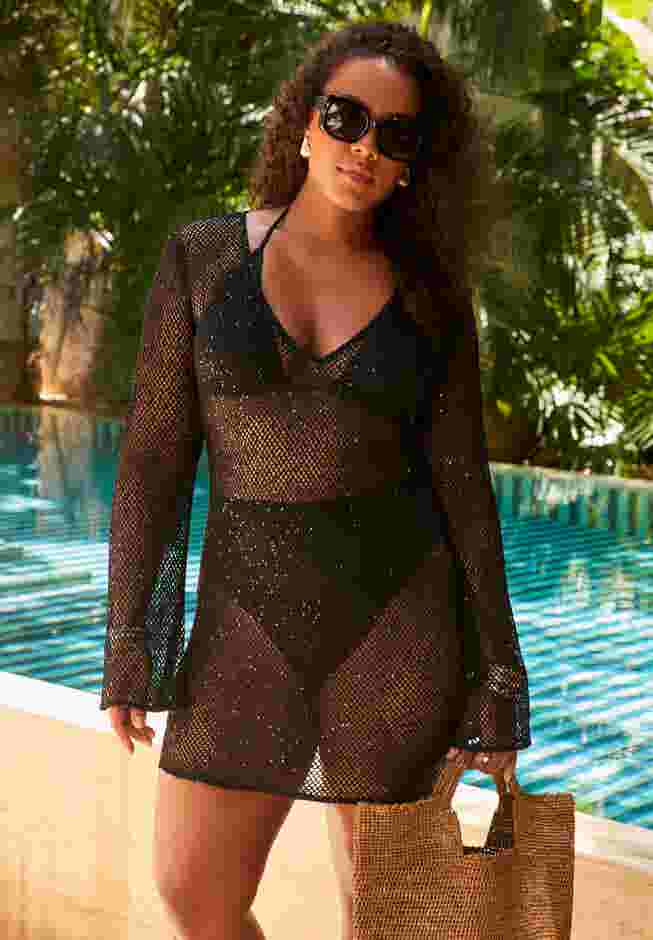 Sequin V-Neck Cover Up Dress image number 0