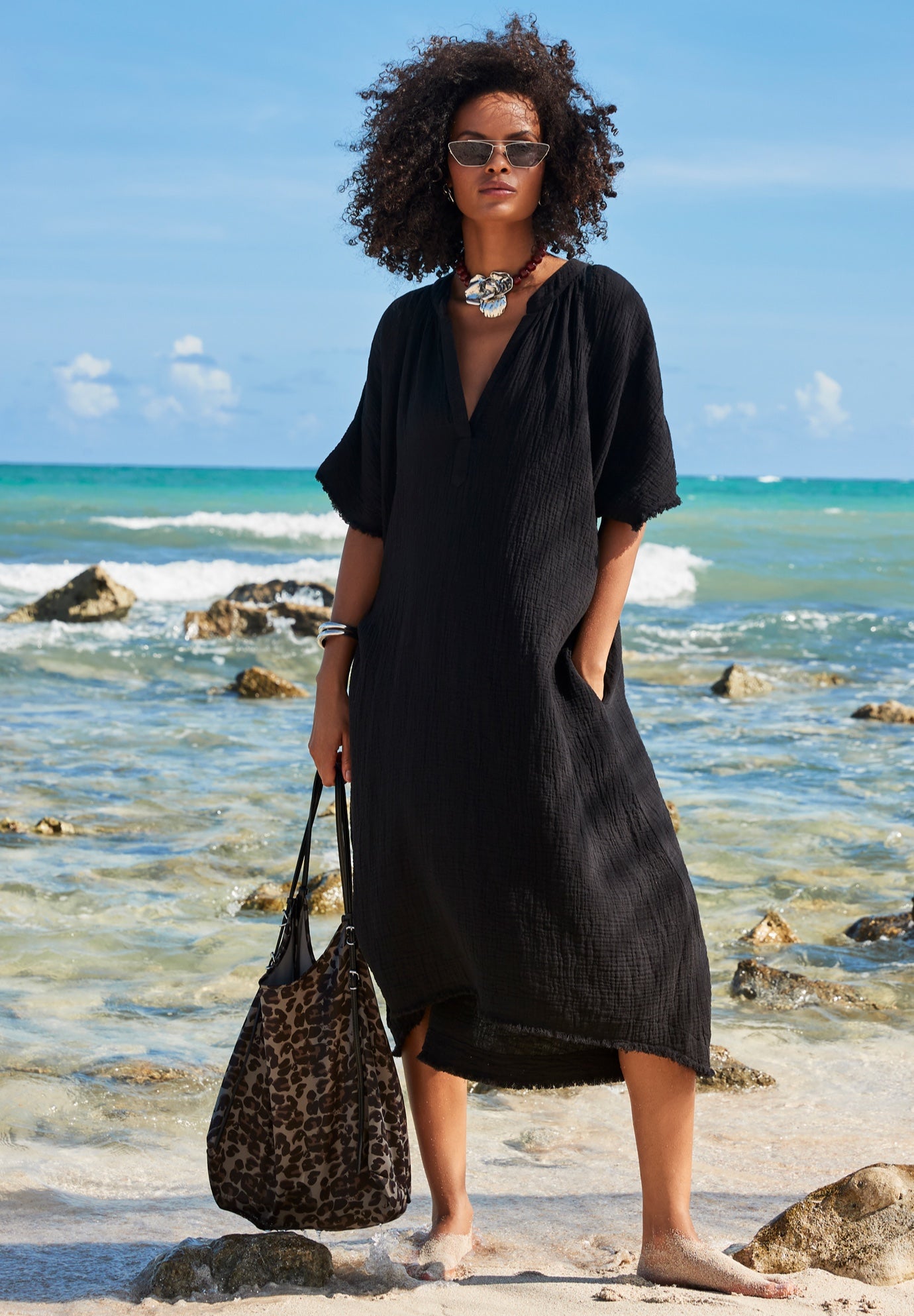 Gauze High-Low Sun Dress Cover Up image number 0