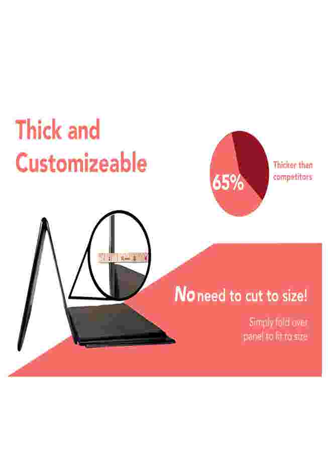 Sofa cushion support with text describing its thickness and customizability