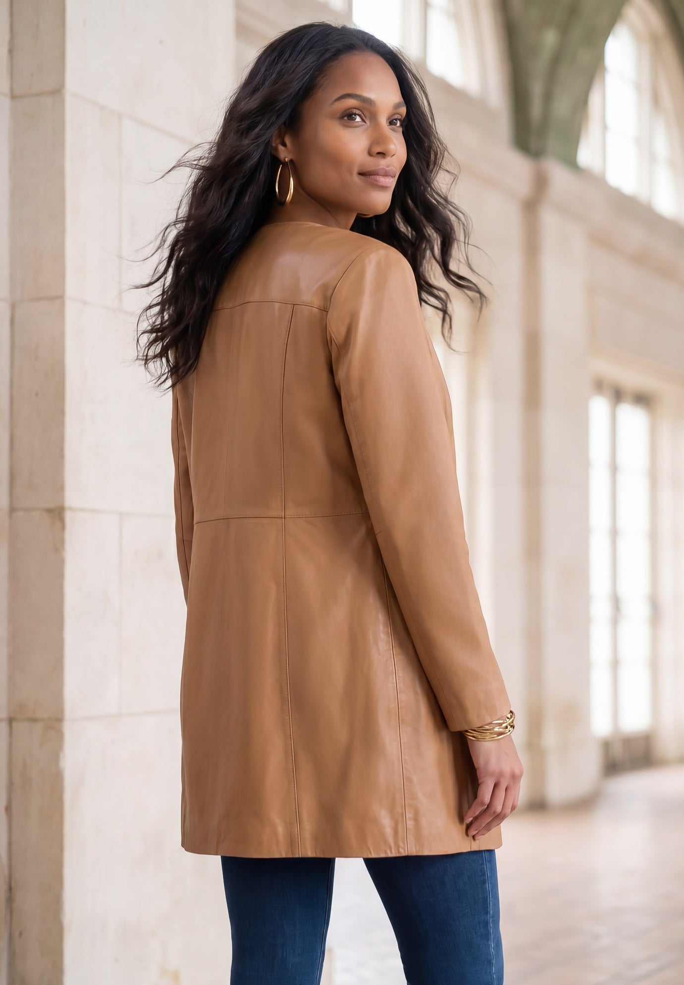 Three-Quarter Leather Jacket image number 1