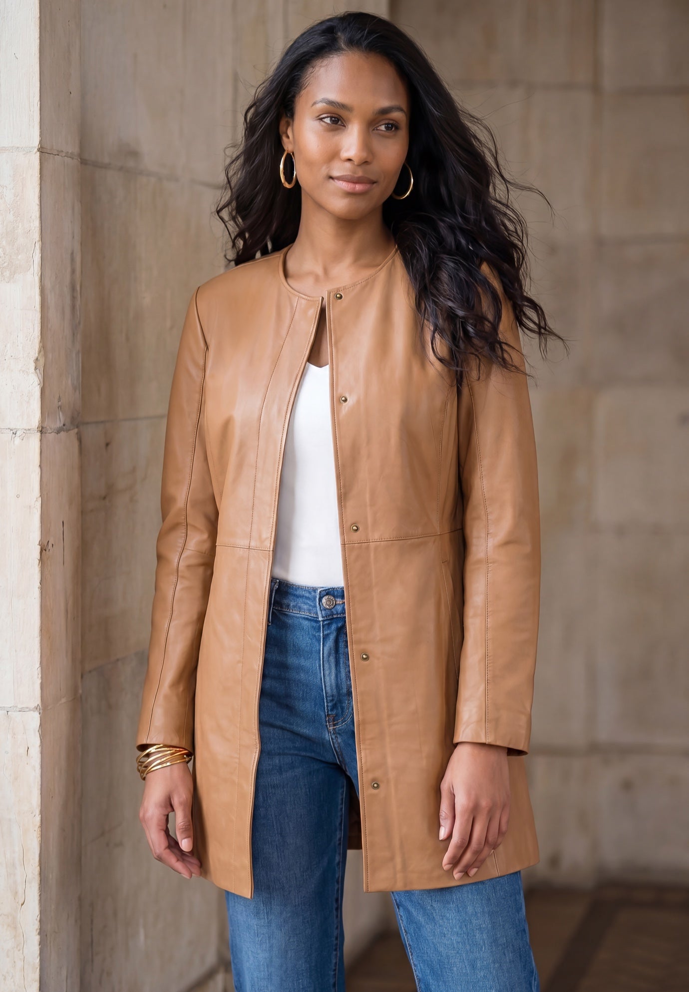 Three-Quarter Leather Jacket image number 0