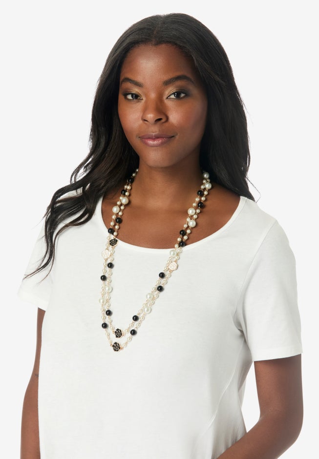 Faux Pearl and Gold Necklace image number 0