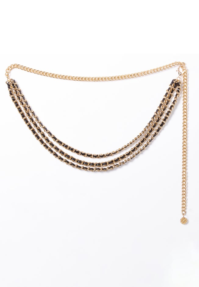 Faux Leather Gold Chain Belt image number 0