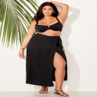 Crinkle Pleat Wrap Skirt Cover Up image number null