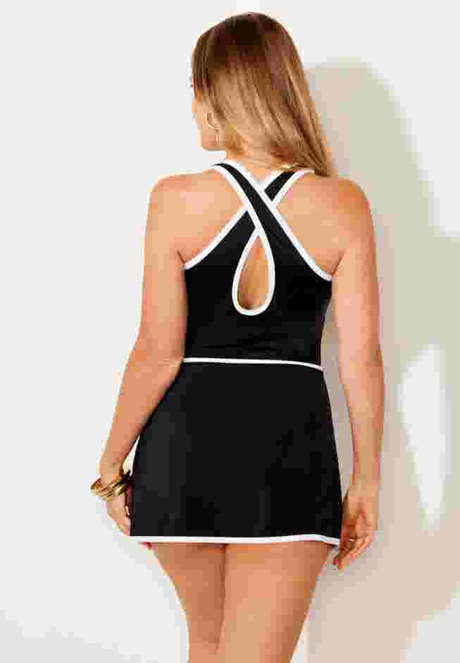 Two-Piece Convertible Maillot Swimdress image number 1