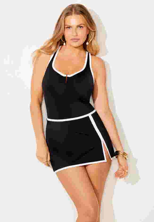 Two-Piece Convertible Maillot Swimdress image number 3