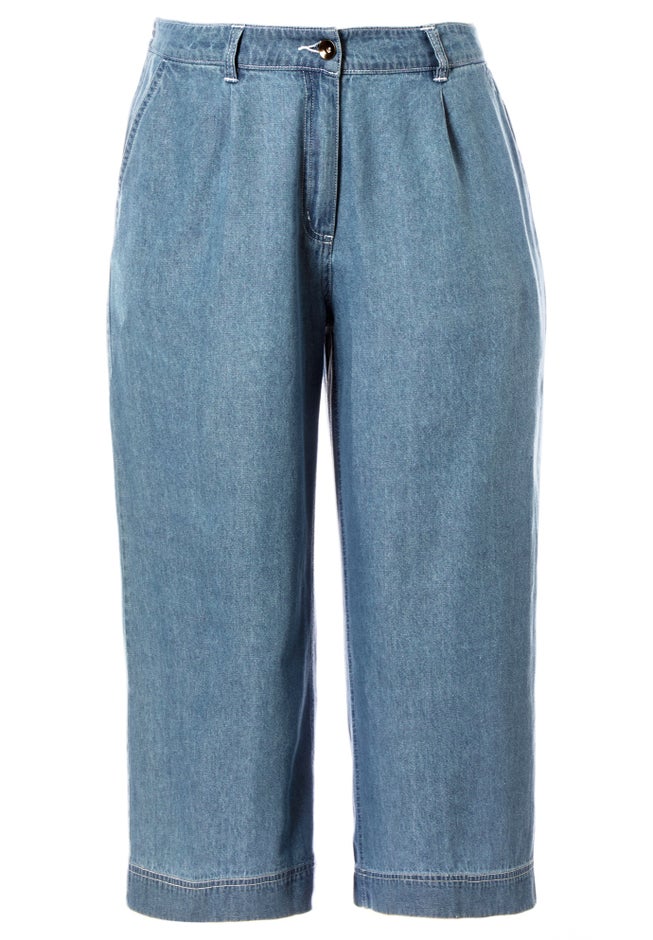 Lightweight Wide-Leg Crop Mid-Rise Elastic Waist Jeans image number 2