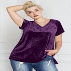 Stretch Crushed Velour V-neck Short Sleeve Tee image number null