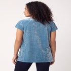 Stretch Crushed Velour V-neck Short Sleeve Tee image number 1