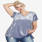 Stretch Crushed Velour V-neck Short Sleeve Tee image number 0