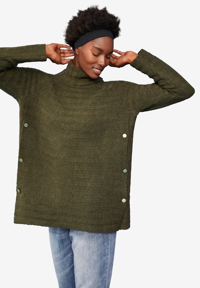 Side Button Turtleneck Sweater image number 0