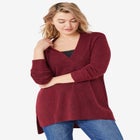 Hi-Lo V-Neck Pullover image number null