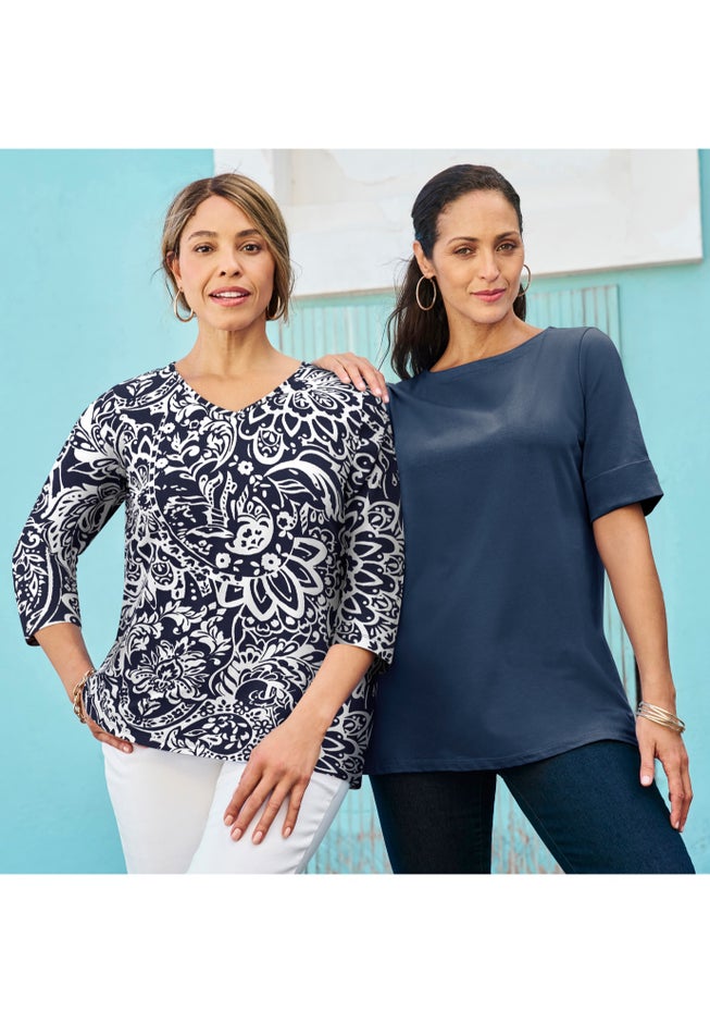 Stretch Cotton V-Neck Tee image number 4