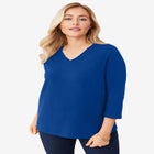 Stretch Cotton V-Neck Tee image number null