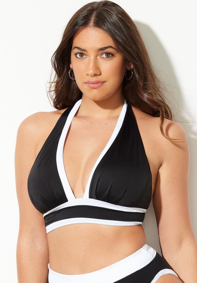 Bliss Colorblock Pleated Halter Bikini Top image number null