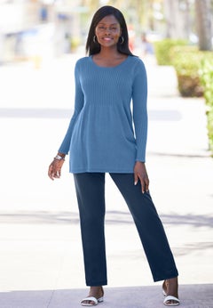 Ribbed Baby Doll Tunic Sweater