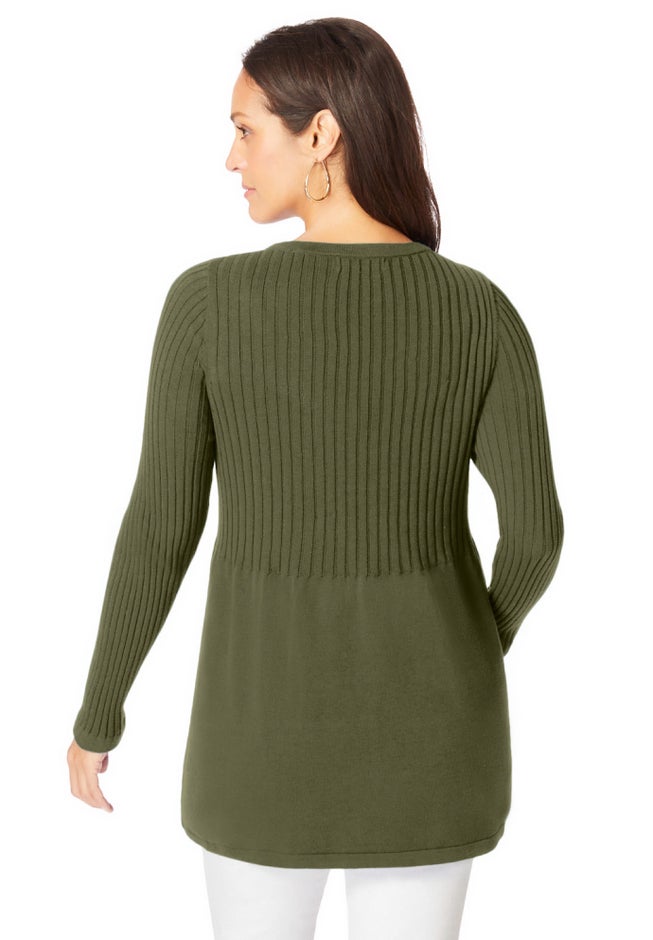Ribbed Baby Doll Tunic Sweater image number 1
