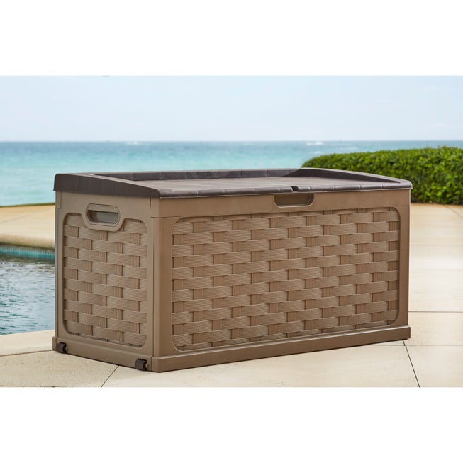 88-Gallon Basketweave Deck Storage Bench image number 0